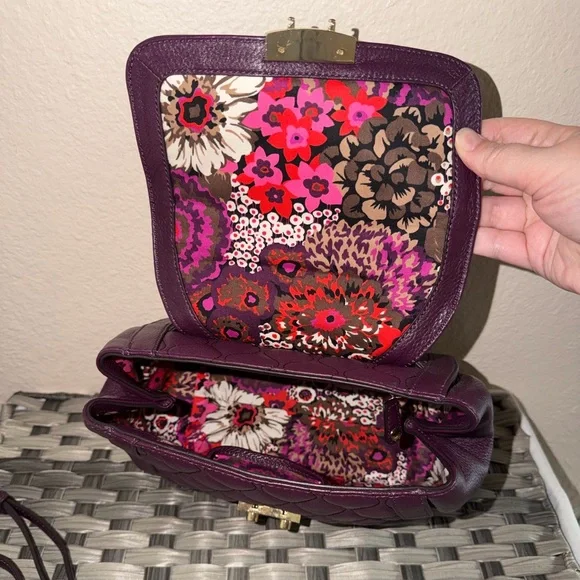 Vera Bradley Stella Quilted Leather Top Handle Satchel Crossbody Bag in Plum - Picture 10 of 12